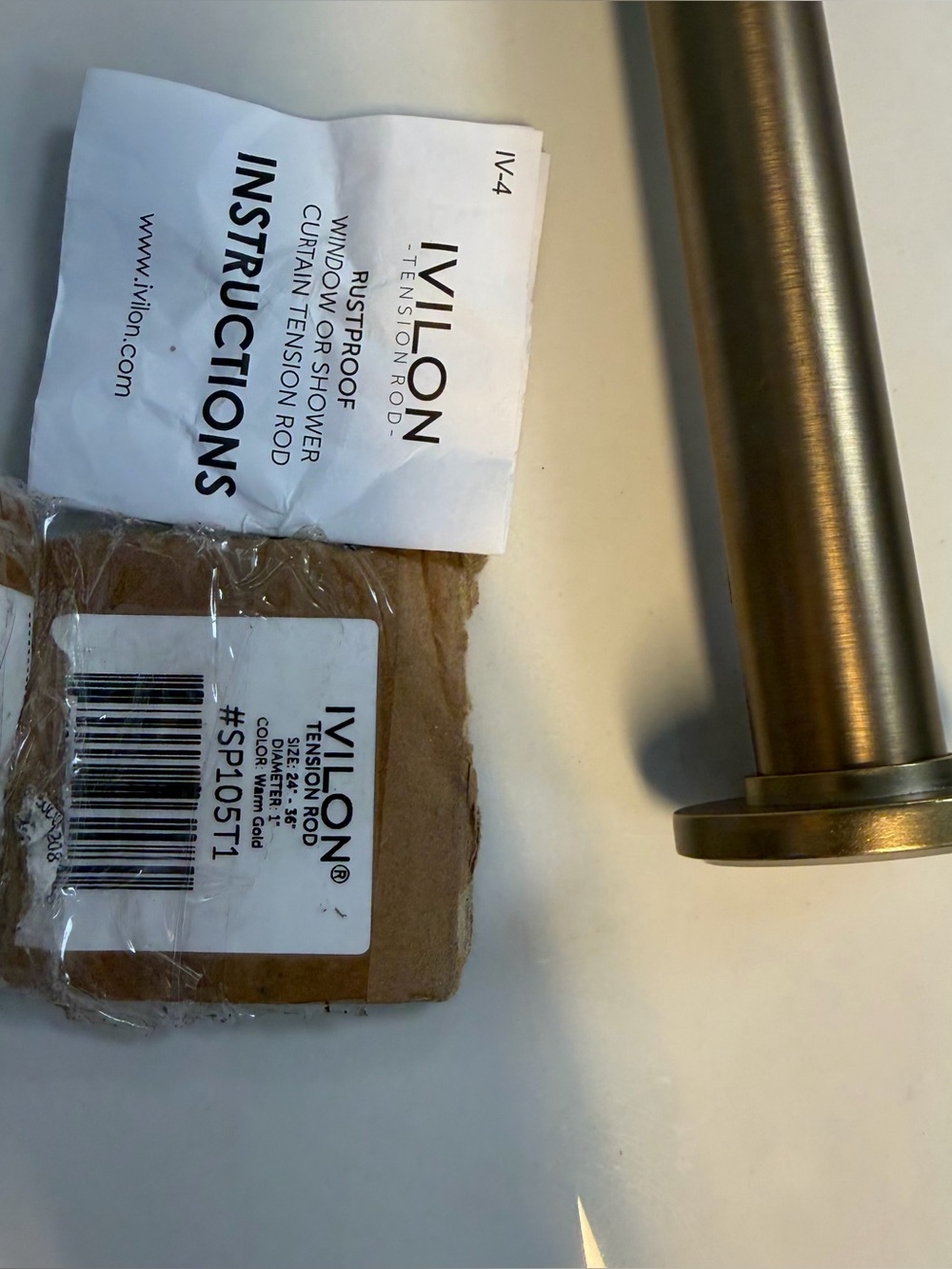 IVILON Tension Rod End Cap in Brushed Gold